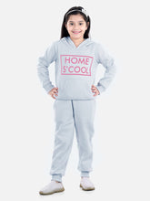 Girls Grey Home S'Cool Printed Hooded Track Suit Set